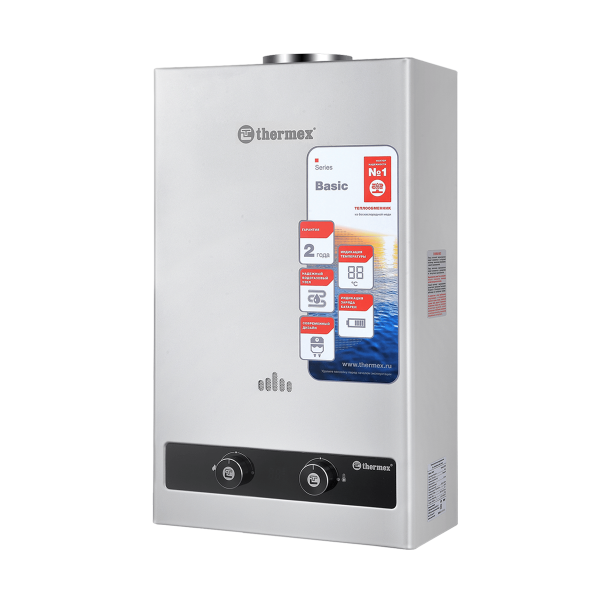 Водонагреватель проточный газовый Thermex Basic 20 D (Silver)
