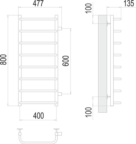 Полотенцесушитель водяной Terminus Стандарт П8 400x800 бп600