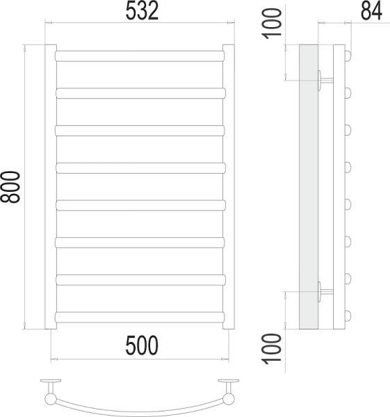 Полотенцесушитель водяной Terminus Атланта+ П8 500x800