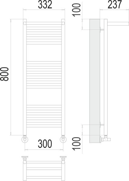 Полотенцесушитель водяной Terminus Аврора П16 300x800 с полкой