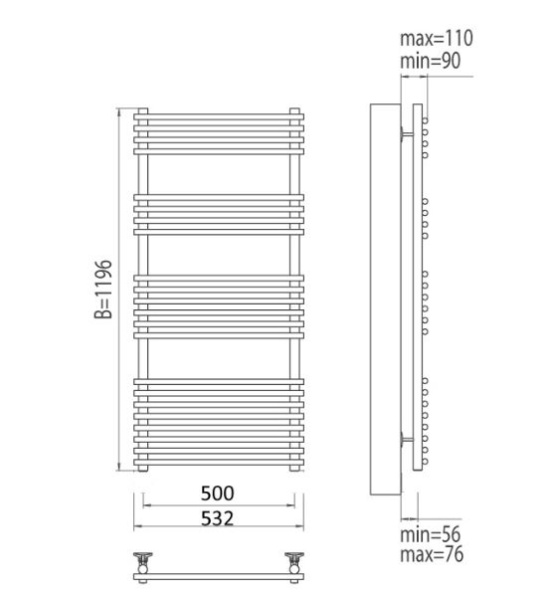 Полотенцесушитель электрический Terminus Ватра П22 500x1196