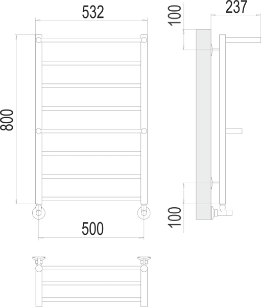 Полотенцесушитель водяной Terminus Анкона П8 500x800