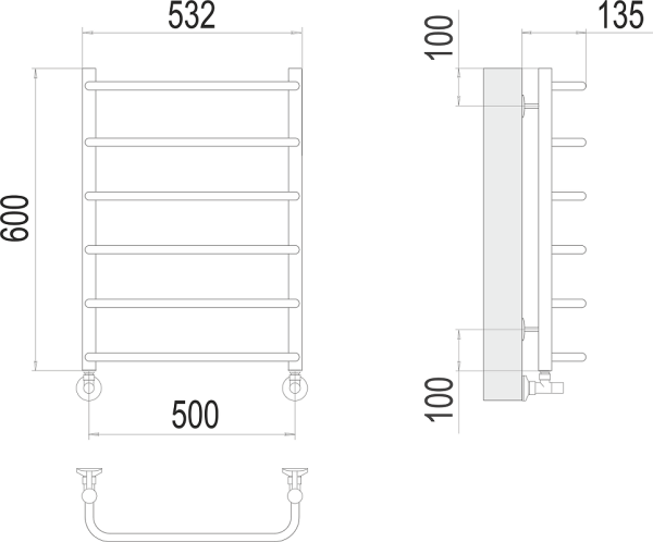 Полотенцесушитель водяной Terminus Стандарт П6 500x600