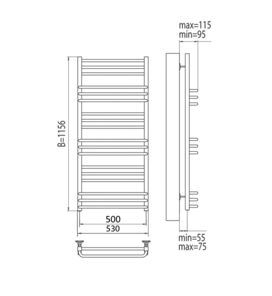 Полотенцесушитель электрический Terminus Соренто П18 500x1156