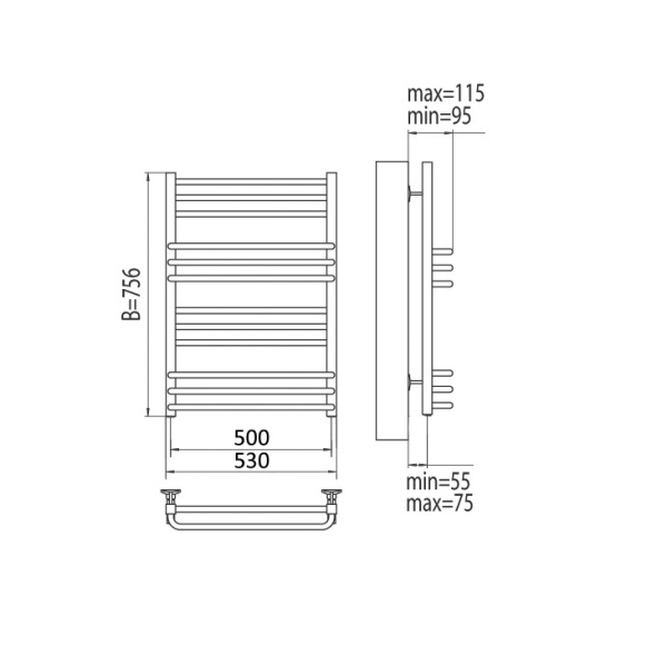 Полотенцесушитель электрический Terminus Соренто П12 500x756