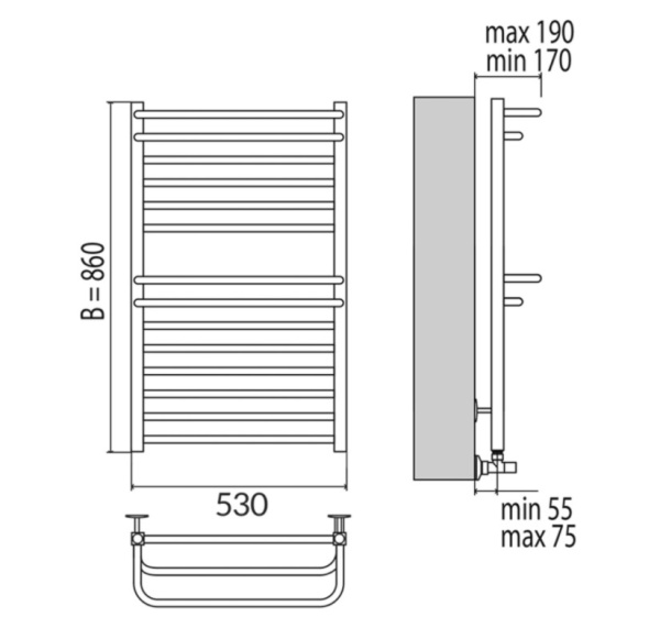 Полотенцесушитель электрический Terminus Орион П14 500x860