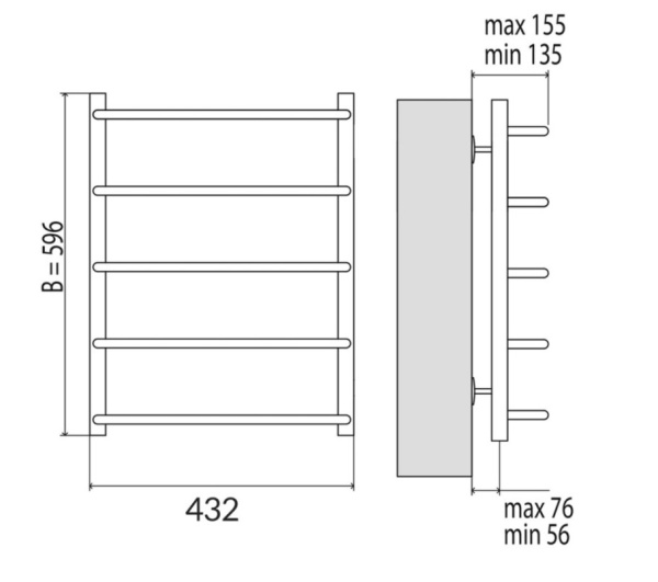 Полотенцесушитель электрический Terminus Стандарт П5 400x630