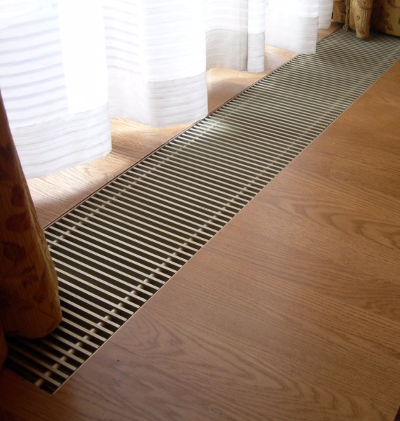 Конвектор внутрипольный Теплорада Usual KVZ 150-65-1200 (решетка PPA серебро)