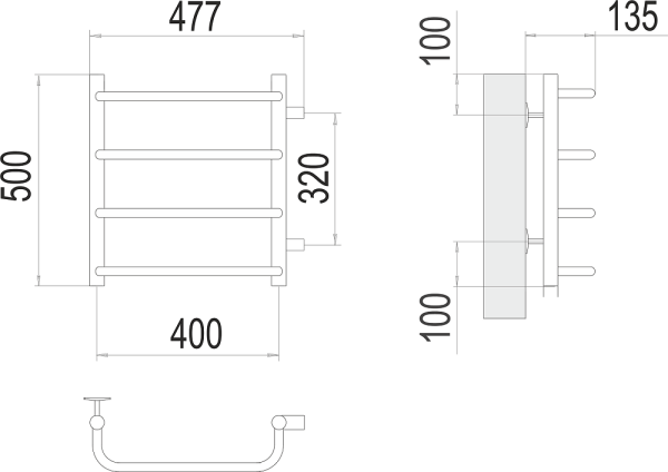 Полотенцесушитель водяной Terminus Стандарт П4 400x500 бп320