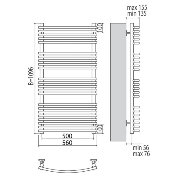 Полотенцесушитель электрический Terminus Марио П23 500x1096