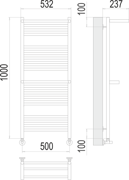Полотенцесушитель водяной Terminus Аврора П20 500x1000 две полки