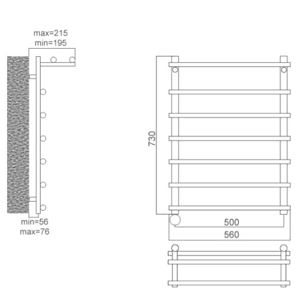 Полотенцесушитель электрический Terminus Ватра с полкой П7 500x721