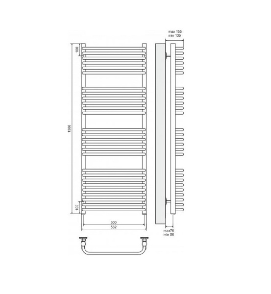 Полотенцесушитель электрический Terminus Стандарт П27 500x1386