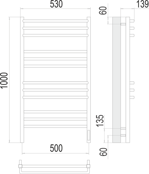 Полотенцесушитель электрический Terminus Соренто П12 500x1000