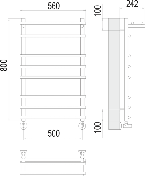 Полотенцесушитель водяной Terminus Ватра П8 500x800 с полкой