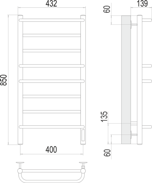 Полотенцесушитель электрический Terminus Евромикс П8 400x850