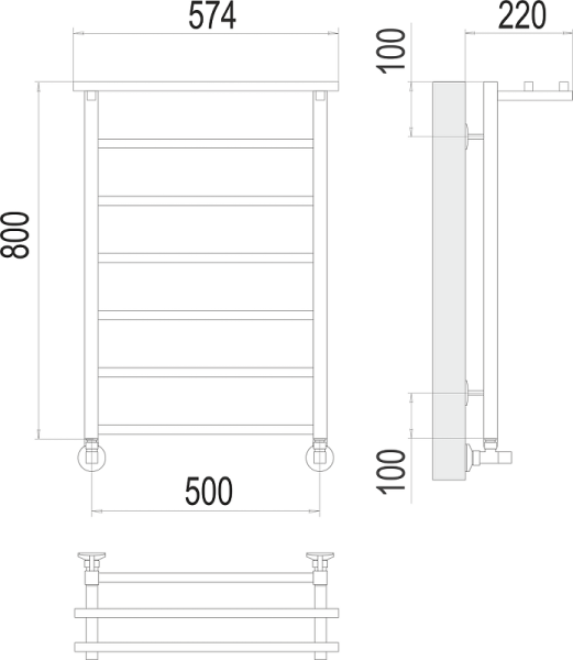 Полотенцесушитель водяной Terminus Контур П7 500x800 с полкой
