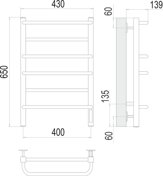 Полотенцесушитель электрический Terminus Евромикс квадро П6 400x650