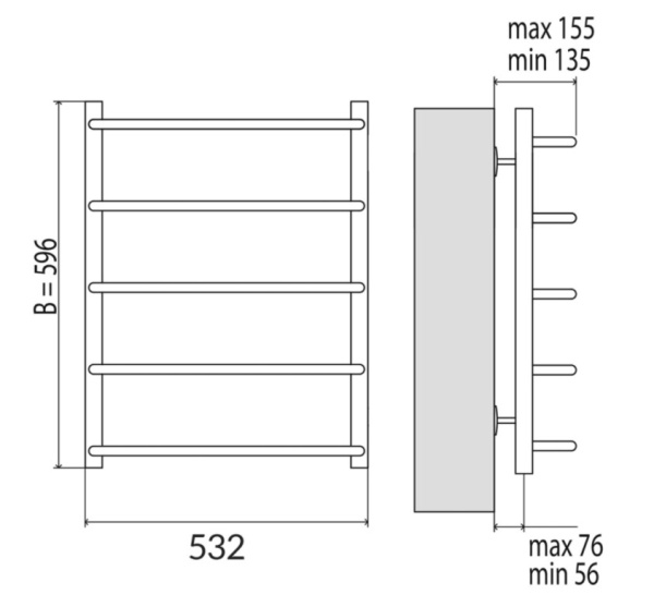 Полотенцесушитель электрический Terminus Стандарт П5 500x630