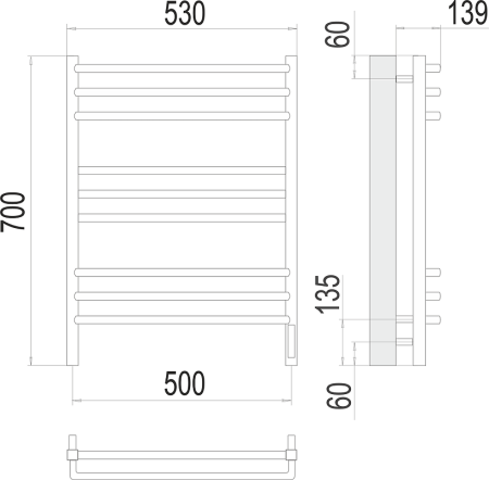 Полотенцесушитель электрический Terminus Соренто П9 500x700