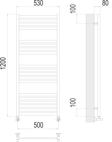 Полотенцесушитель водяной Terminus Тоскана П19 500x1200