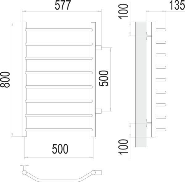 Полотенцесушитель водяной Terminus Виктория П8 500x800 бп500