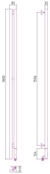 Полотенцесушитель электрический Сунержа Нюанс 1800х85, правый (00-0543-1853)