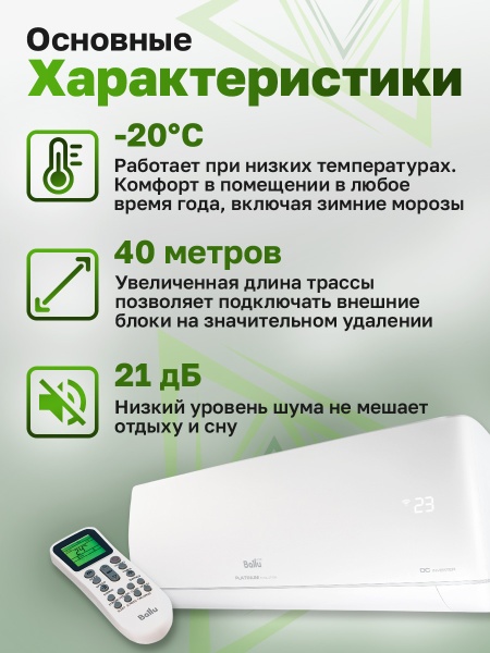 Mульти сплит-система Ballu Free Match BA2OI-FM-14HN8/EU + 2 BSUI-FM-07HN8/EU