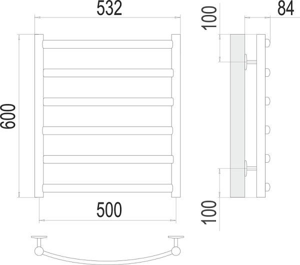 Полотенцесушитель водяной Terminus Атланта+ П6 500x600