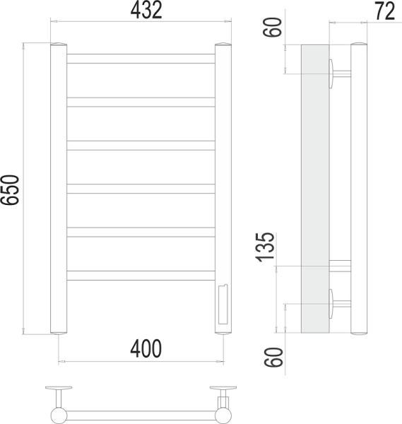 Полотенцесушитель электрический Terminus Аврора П6 400x650