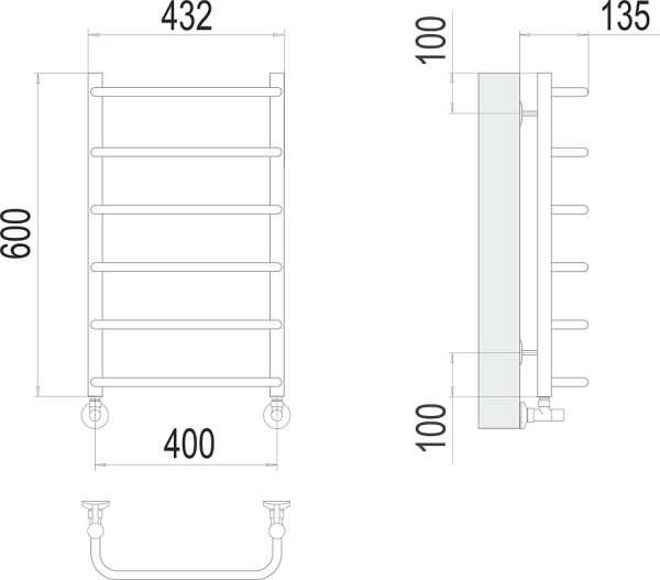 Полотенцесушитель водяной Terminus Стандарт П6 400x600