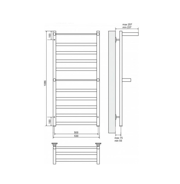 Полотенцесушитель электрический Terminus Хендрикс с полкой П11 500x1086