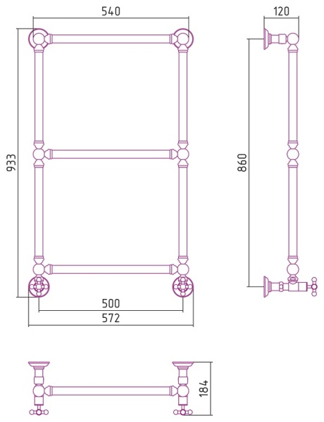 Полотенцесушитель водяной Сунержа Ренессанс 1304 860х500 (00-0280-8650)