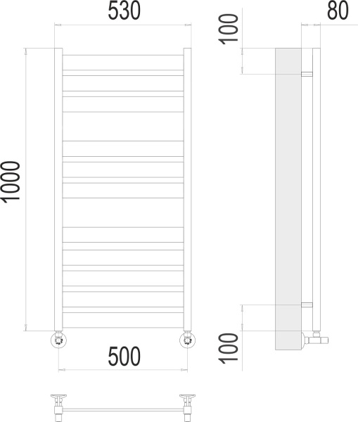 Полотенцесушитель водяной Terminus Латте П11 500x1000