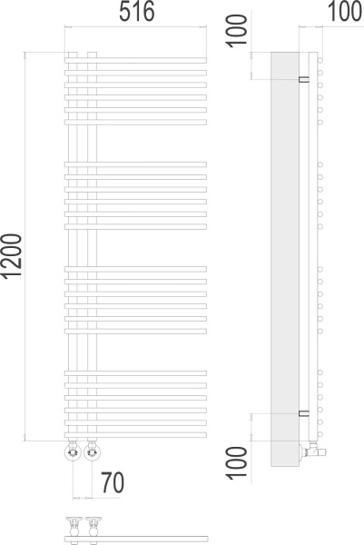 Полотенцесушитель водяной Terminus Астра П24 70x1200