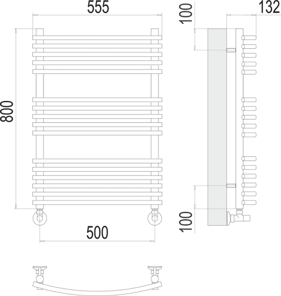 Полотенцесушитель водяной Terminus Марио П16 500x800