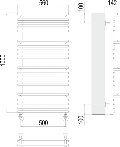 Полотенцесушитель водяной Terminus Вента люкс П20 500x1000