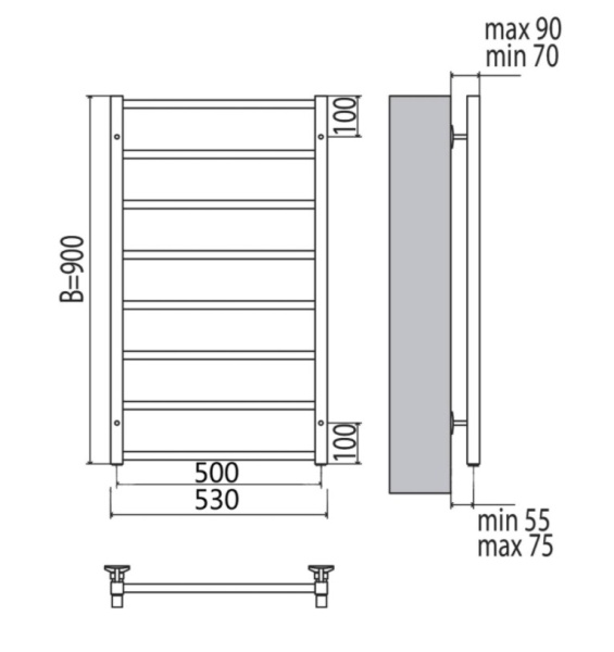 Полотенцесушитель электрический Terminus Контур П8 500x900