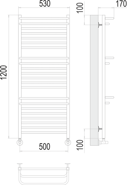 Полотенцесушитель водяной Terminus Орион П22 500x1200