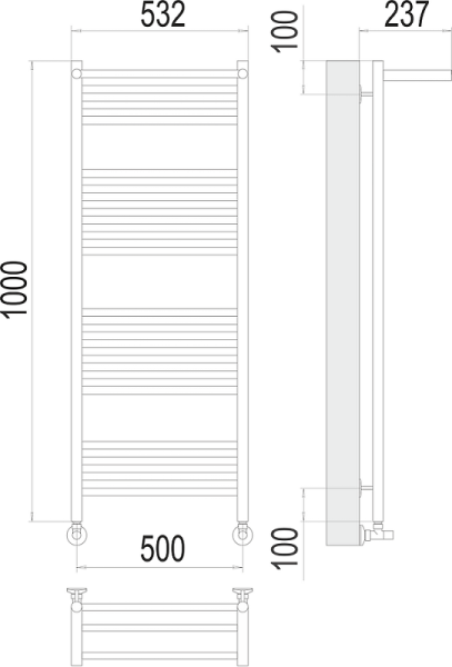 Полотенцесушитель водяной Terminus Аврора П20 500x1000 с полкой