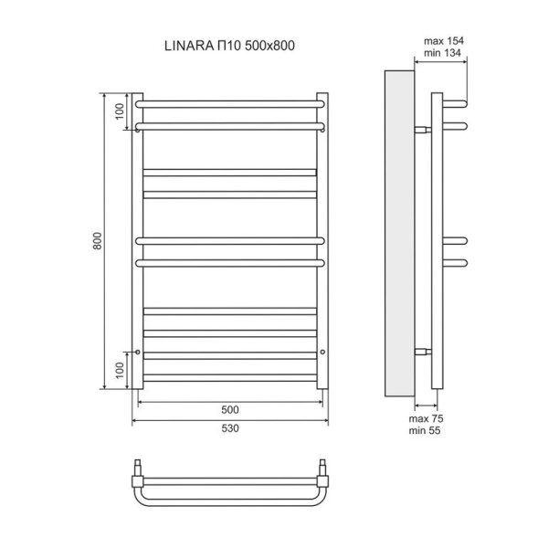 Полотенцесушитель водяной Lemark Linara П10 500x800 хром (LM04810)