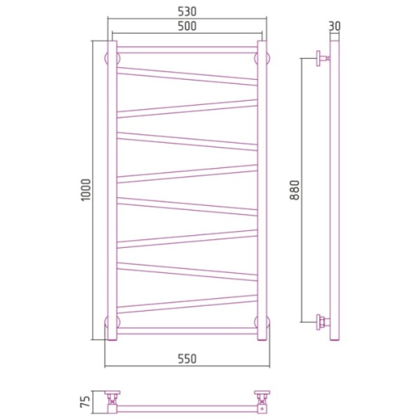Полотенцесушитель водяной Сунержа Сирокко 1000х500 (00-0253-1050)