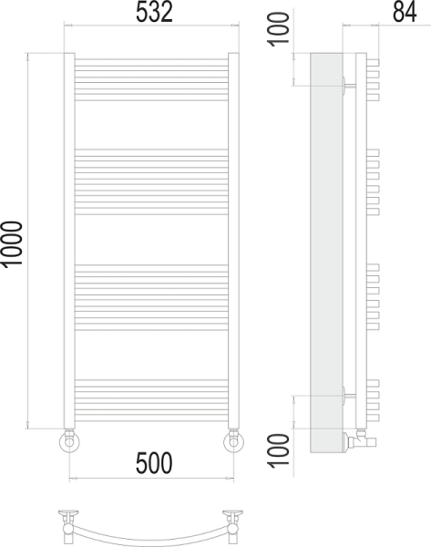 Полотенцесушитель водяной Terminus Классик П20 500x1000