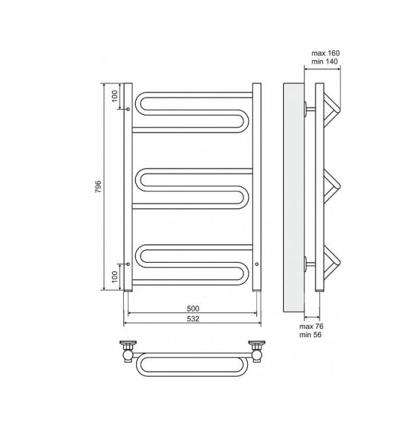 Полотенцесушитель электрический Terminus Юпитер П9 500x830
