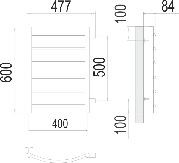Полотенцесушитель водяной Terminus Классик П6 400x600 бп500