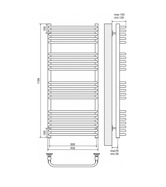 Полотенцесушитель электрический Terminus Стандарт П22 500x1196