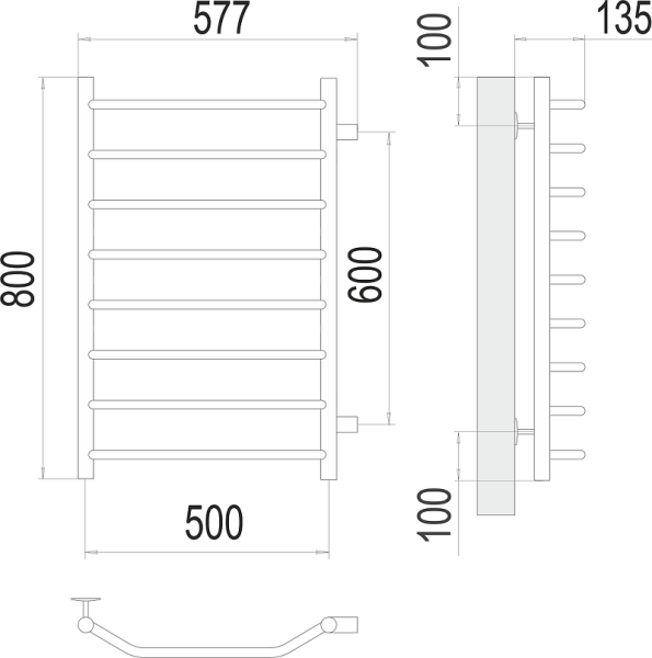 Полотенцесушитель водяной Terminus Виктория П8 500x800 бп600